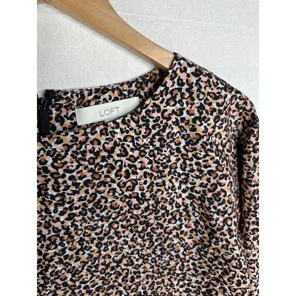 Ann Taylor Loft Peach‎ Multi Color Abstract Print Shift Dress Size S Cheetah